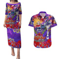 Personalised Australia Rugby Storm ANZAC Couples Matching Puletasi and Hawaiian Shirt Melbourne Scratch Style