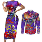 Personalised Australia Rugby Storm ANZAC Couples Matching Short Sleeve Bodycon Dress and Long Sleeve Button Shirt Melbourne Scratch Style