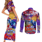 Personalised Australia Rugby Storm ANZAC Couples Matching Short Sleeve Bodycon Dress and Long Sleeve Button Shirt Melbourne Scratch Style