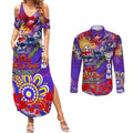 Personalised Australia Rugby Storm ANZAC Couples Matching Summer Maxi Dress and Long Sleeve Button Shirt Melbourne Scratch Style