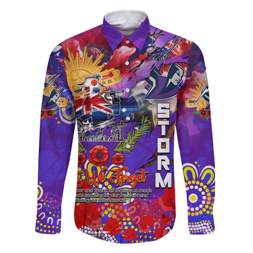 Personalised Australia Rugby Storm ANZAC Family Matching Long Sleeve Bodycon Dress and Hawaiian Shirt Melbourne Scratch Style