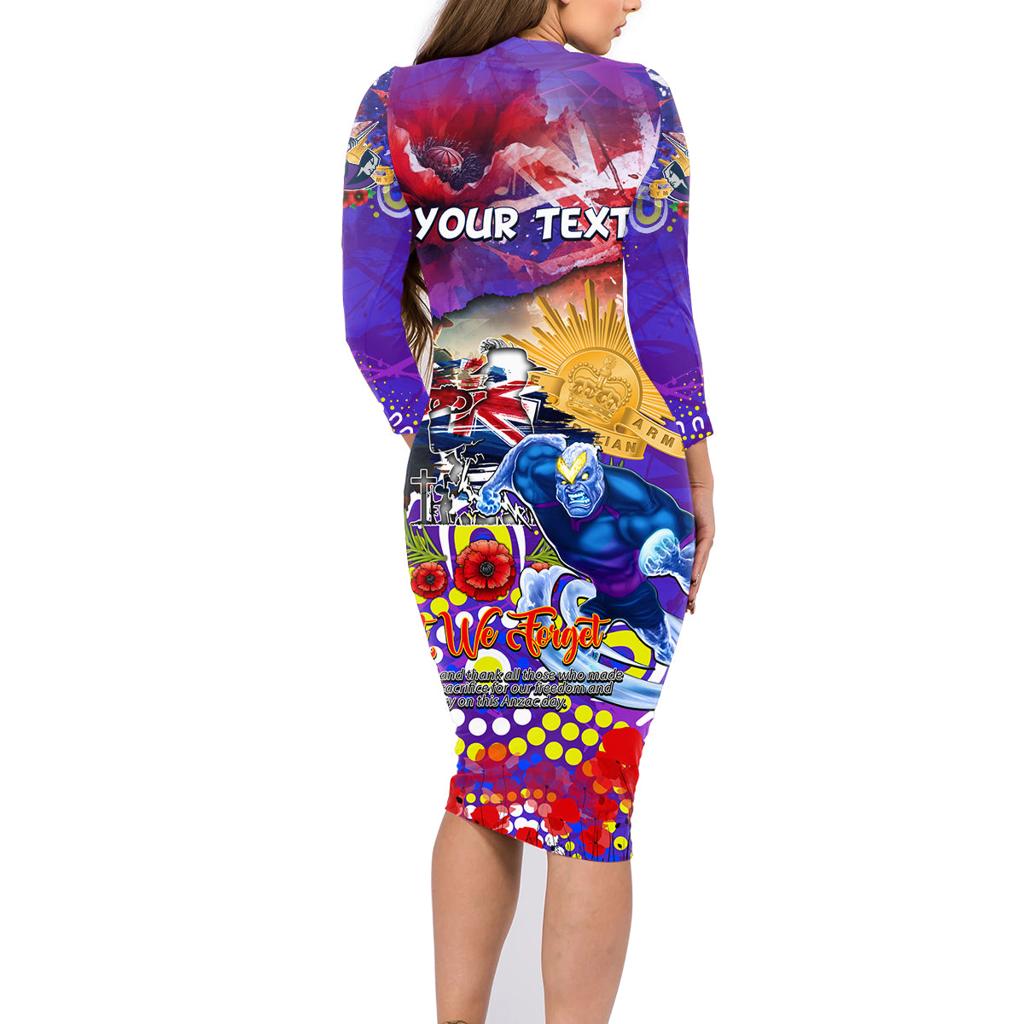 Personalised Australia Rugby Storm ANZAC Family Matching Long Sleeve Bodycon Dress and Hawaiian Shirt Melbourne Scratch Style