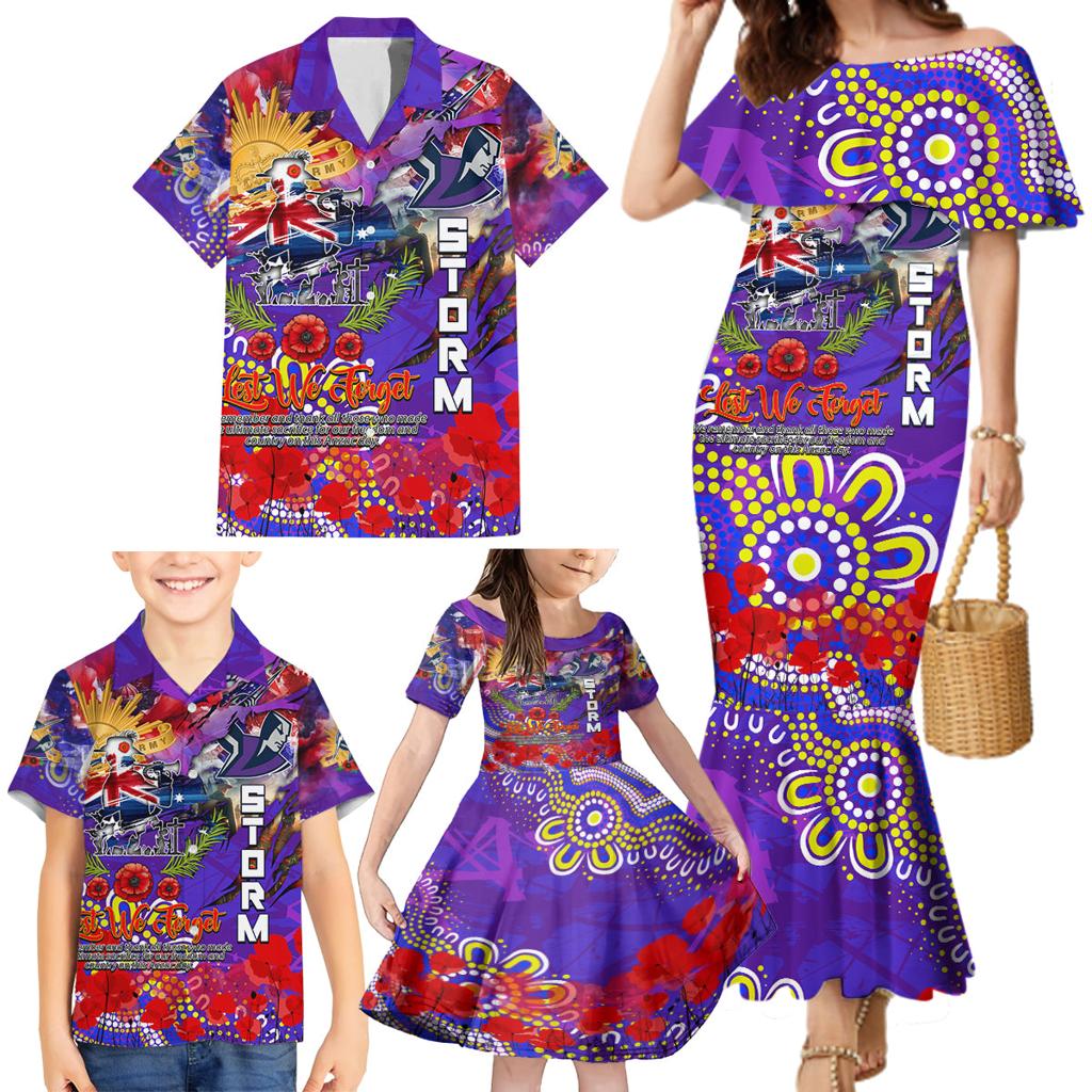 Personalised Australia Rugby Storm ANZAC Family Matching Mermaid Dress and Hawaiian Shirt Melbourne Scratch Style