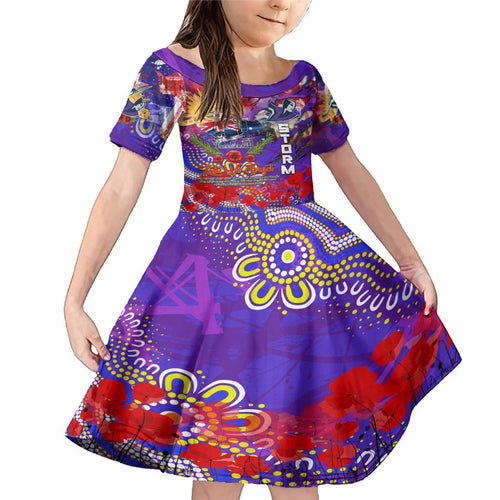 Personalised Australia Rugby Storm ANZAC Family Matching Mermaid Dress and Hawaiian Shirt Melbourne Scratch Style
