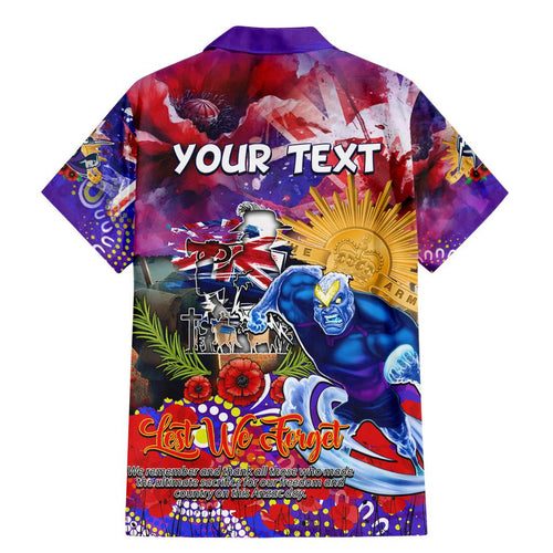 Personalised Australia Rugby Storm ANZAC Family Matching Mermaid Dress and Hawaiian Shirt Melbourne Scratch Style