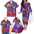 Personalised Australia Rugby Storm ANZAC Family Matching Off The Shoulder Long Sleeve Dress and Hawaiian Shirt Melbourne Scratch Style