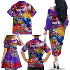 Personalised Australia Rugby Storm ANZAC Family Matching Off The Shoulder Long Sleeve Dress and Hawaiian Shirt Melbourne Scratch Style