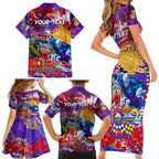 Personalised Australia Rugby Storm ANZAC Family Matching Short Sleeve Bodycon Dress and Hawaiian Shirt Melbourne Scratch Style