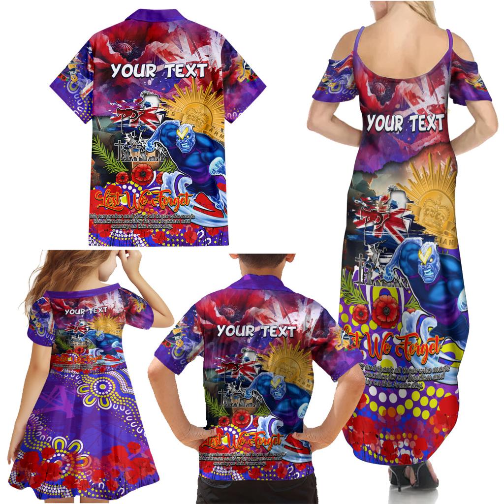 Personalised Australia Rugby Storm ANZAC Family Matching Summer Maxi Dress and Hawaiian Shirt Melbourne Scratch Style