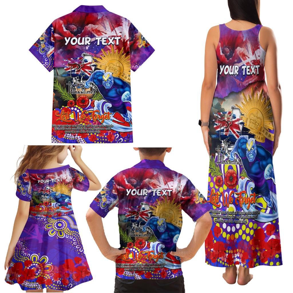Personalised Australia Rugby Storm ANZAC Family Matching Tank Maxi Dress and Hawaiian Shirt Melbourne Scratch Style