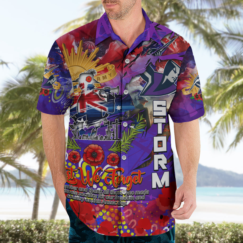 Personalised Australia Rugby Storm ANZAC Hawaiian Shirt Melbourne Scratch Style
