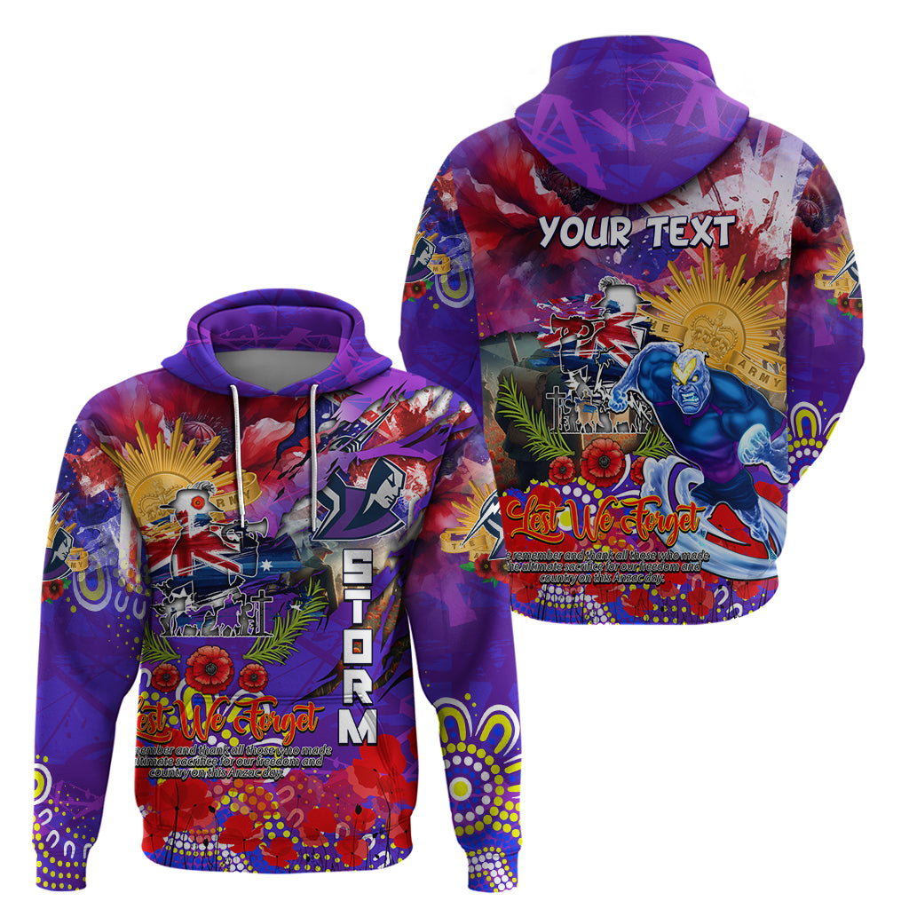Personalised Australia Rugby Storm ANZAC Hoodie Melbourne Scratch Style
