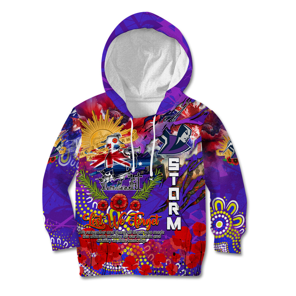 Personalised Australia Rugby Storm ANZAC Kid Hoodie Melbourne Scratch Style