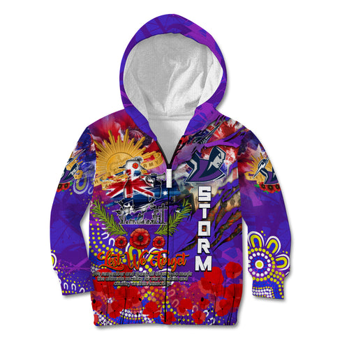 Personalised Australia Rugby Storm ANZAC Kid Hoodie Melbourne Scratch Style