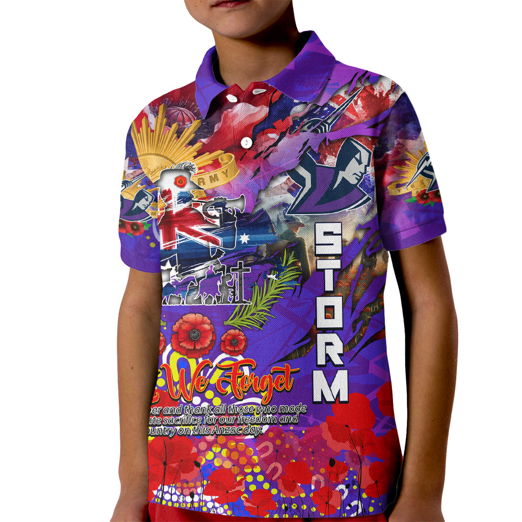 Personalised Australia Rugby Storm ANZAC Kid Polo Shirt Melbourne Scratch Style