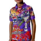 Personalised Australia Rugby Storm ANZAC Kid Polo Shirt Melbourne Scratch Style