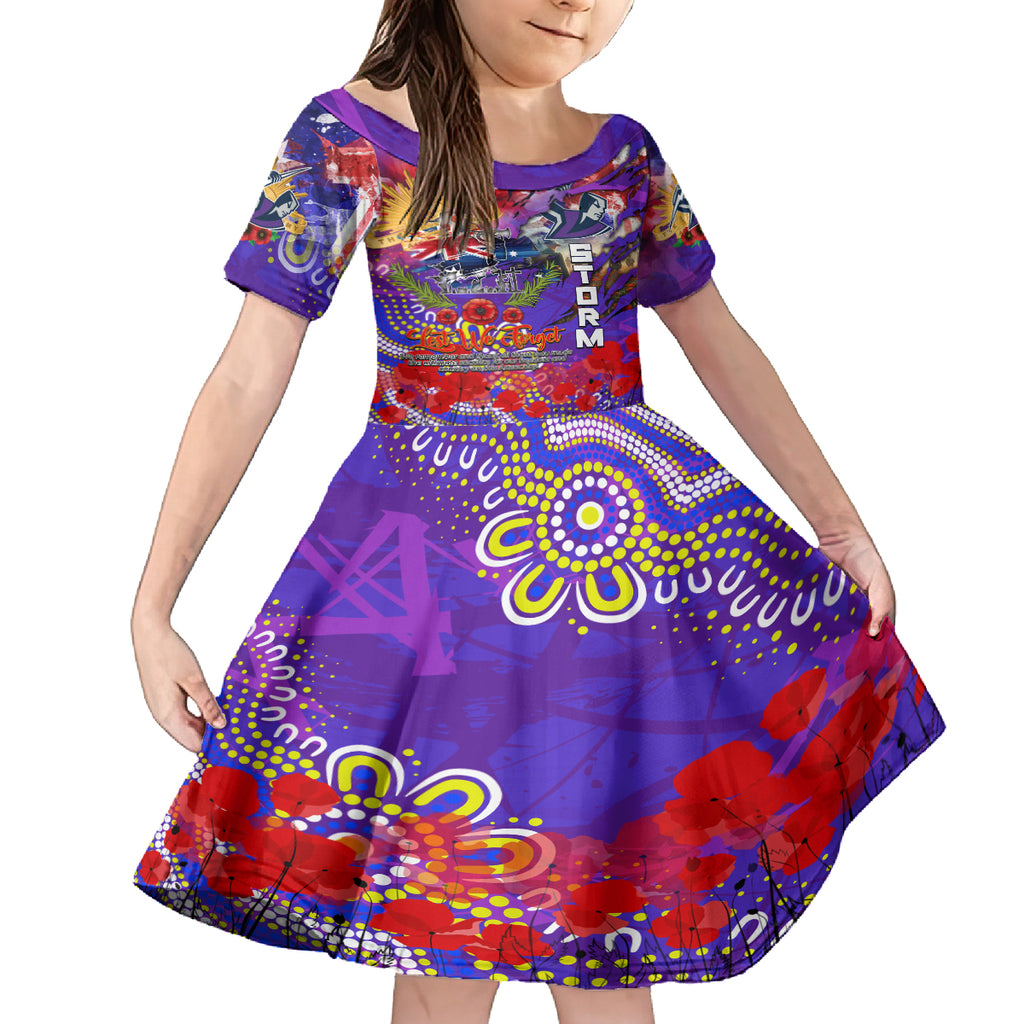 Personalised Australia Rugby Storm ANZAC Kid Short Sleeve Dress Melbourne Scratch Style