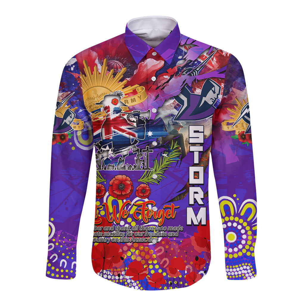 Personalised Australia Rugby Storm ANZAC Long Sleeve Button Shirt Melbourne Scratch Style