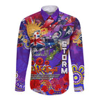 Personalised Australia Rugby Storm ANZAC Long Sleeve Button Shirt Melbourne Scratch Style