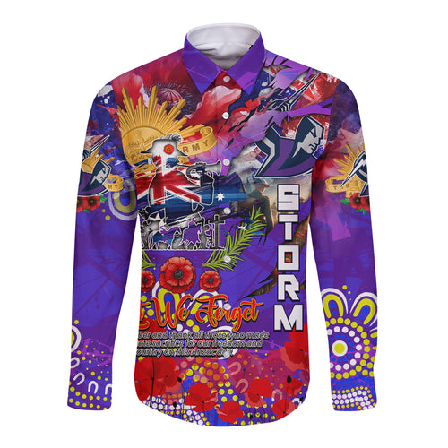 Personalised Australia Rugby Storm ANZAC Long Sleeve Button Shirt Melbourne Scratch Style