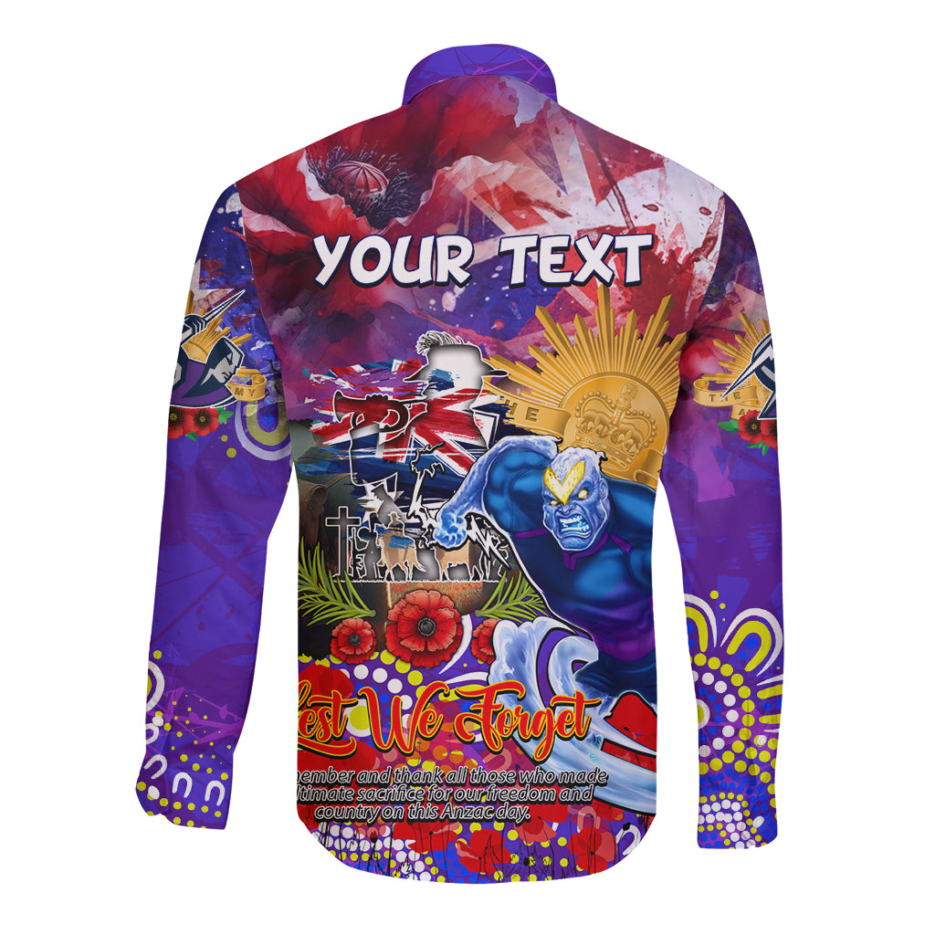 Personalised Australia Rugby Storm ANZAC Long Sleeve Button Shirt Melbourne Scratch Style