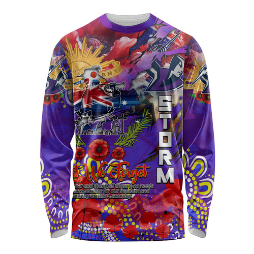 Personalised Australia Rugby Storm ANZAC Long Sleeve Shirt Melbourne Scratch Style