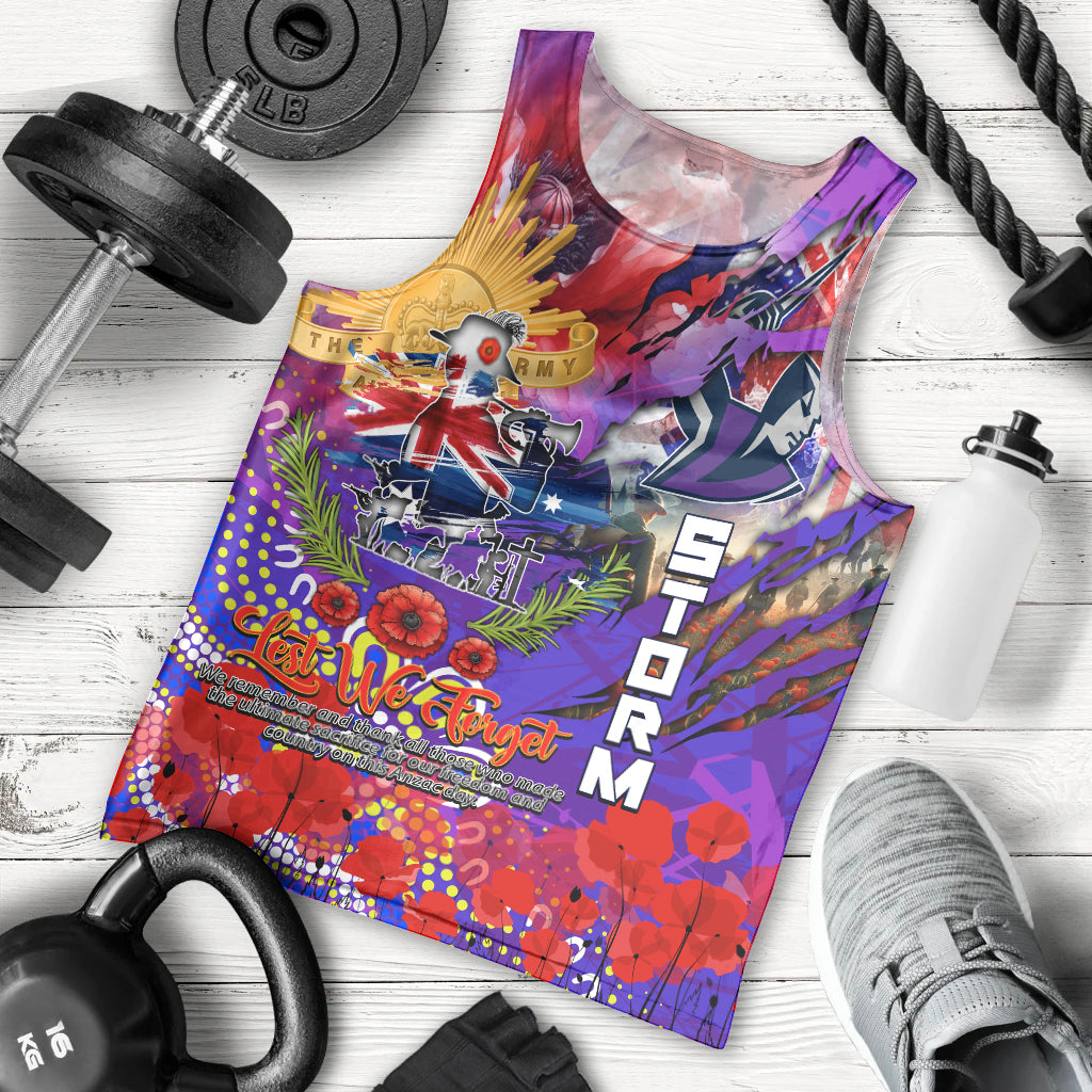 Personalised Australia Rugby Storm ANZAC Men Tank Top Melbourne Scratch Style