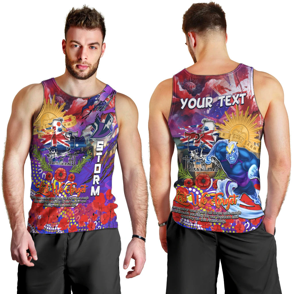 Personalised Australia Rugby Storm ANZAC Men Tank Top Melbourne Scratch Style