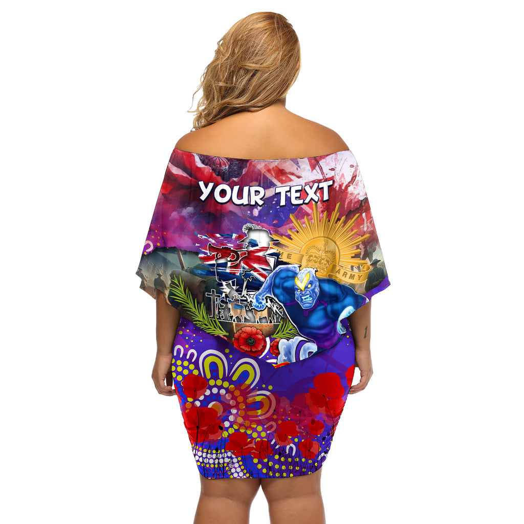 Personalised Australia Rugby Storm ANZAC Off Shoulder Short Dress Melbourne Scratch Style
