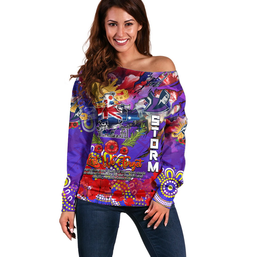 Personalised Australia Rugby Storm ANZAC Off Shoulder Sweater Melbourne Scratch Style