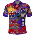 Personalised Australia Rugby Storm ANZAC Polo Shirt Melbourne Scratch Style