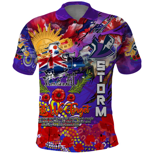 Personalised Australia Rugby Storm ANZAC Polo Shirt Melbourne Scratch Style