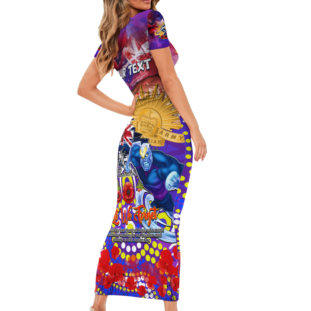 Personalised Australia Rugby Storm ANZAC Short Sleeve Bodycon Dress Melbourne Scratch Style