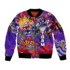 Personalised Australia Rugby Storm ANZAC Sleeve Zip Bomber Jacket Melbourne Scratch Style