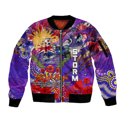 Personalised Australia Rugby Storm ANZAC Sleeve Zip Bomber Jacket Melbourne Scratch Style