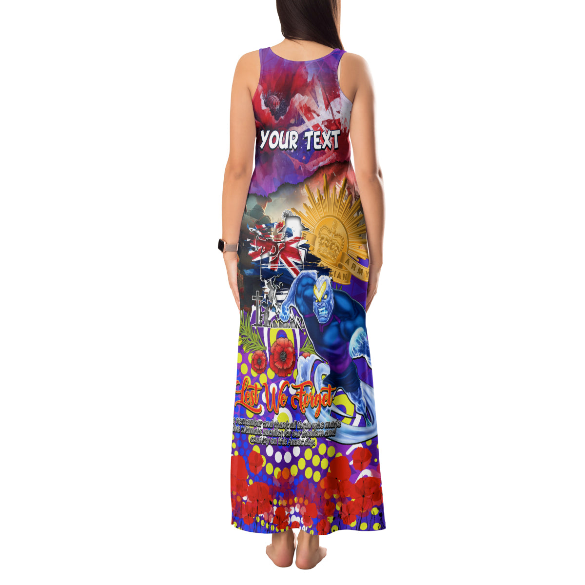 Personalised Australia Rugby Storm ANZAC Tank Maxi Dress Melbourne Scratch Style
