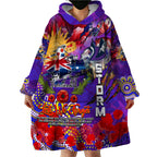 Personalised Australia Rugby Storm ANZAC Wearable Blanket Hoodie Melbourne Scratch Style