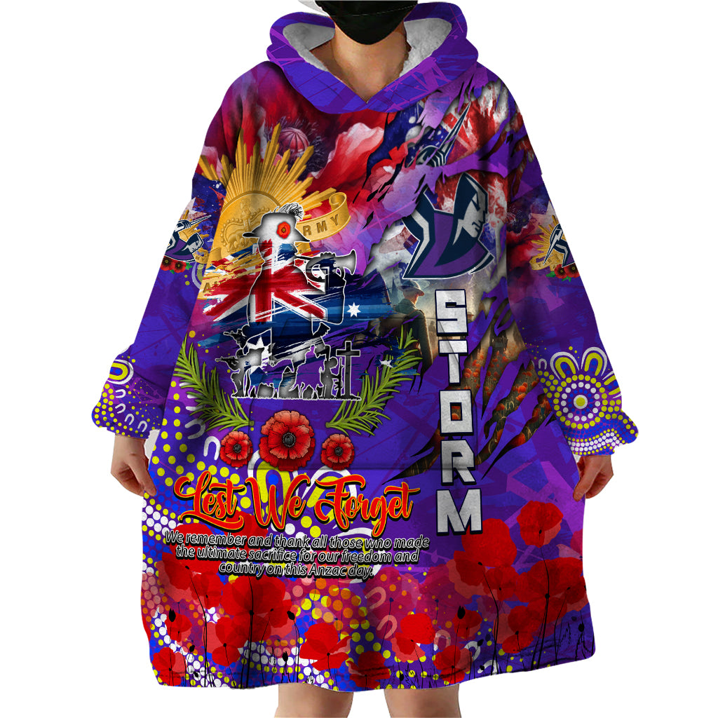 Personalised Australia Rugby Storm ANZAC Wearable Blanket Hoodie Melbourne Scratch Style
