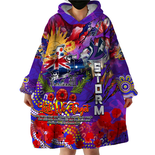 Personalised Australia Rugby Storm ANZAC Wearable Blanket Hoodie Melbourne Scratch Style