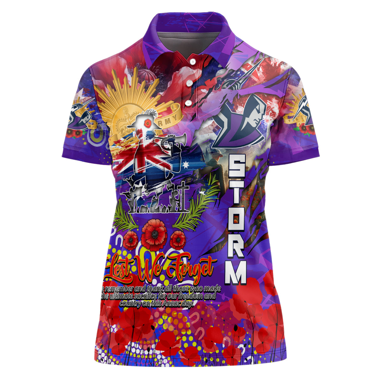 Personalised Australia Rugby Storm ANZAC Women Polo Shirt Melbourne Scratch Style