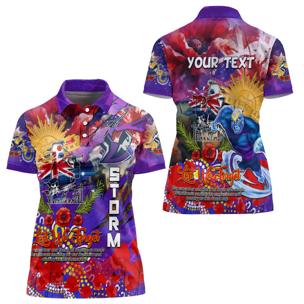 Personalised Australia Rugby Storm ANZAC Women Polo Shirt Melbourne Scratch Style