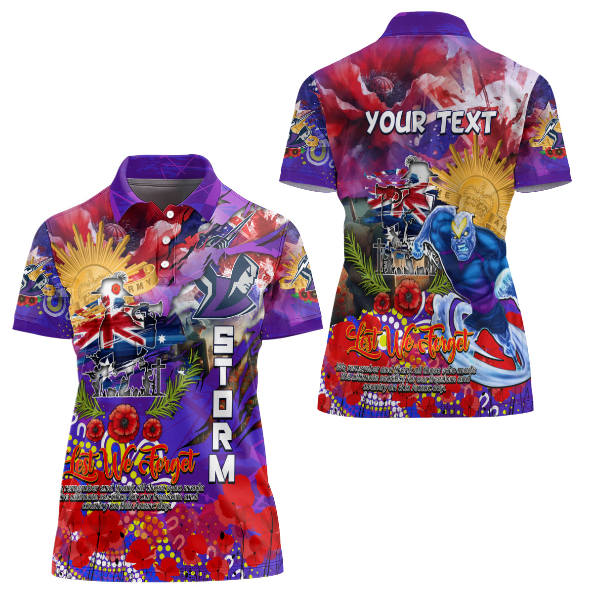 Personalised Australia Rugby Storm ANZAC Women Polo Shirt Melbourne Scratch Style