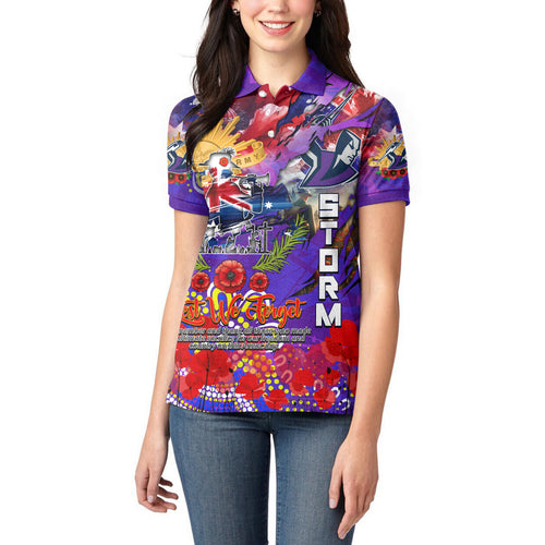 Personalised Australia Rugby Storm ANZAC Women Polo Shirt Melbourne Scratch Style