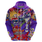 Personalised Australia Rugby Storm ANZAC Zip Hoodie Melbourne Scratch Style