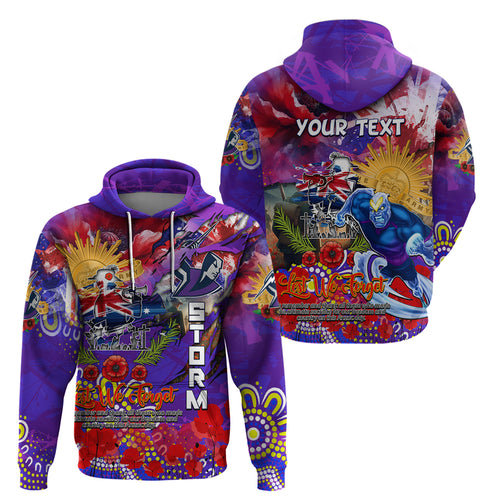 Personalised Australia Rugby Storm ANZAC Zip Hoodie Melbourne Scratch Style