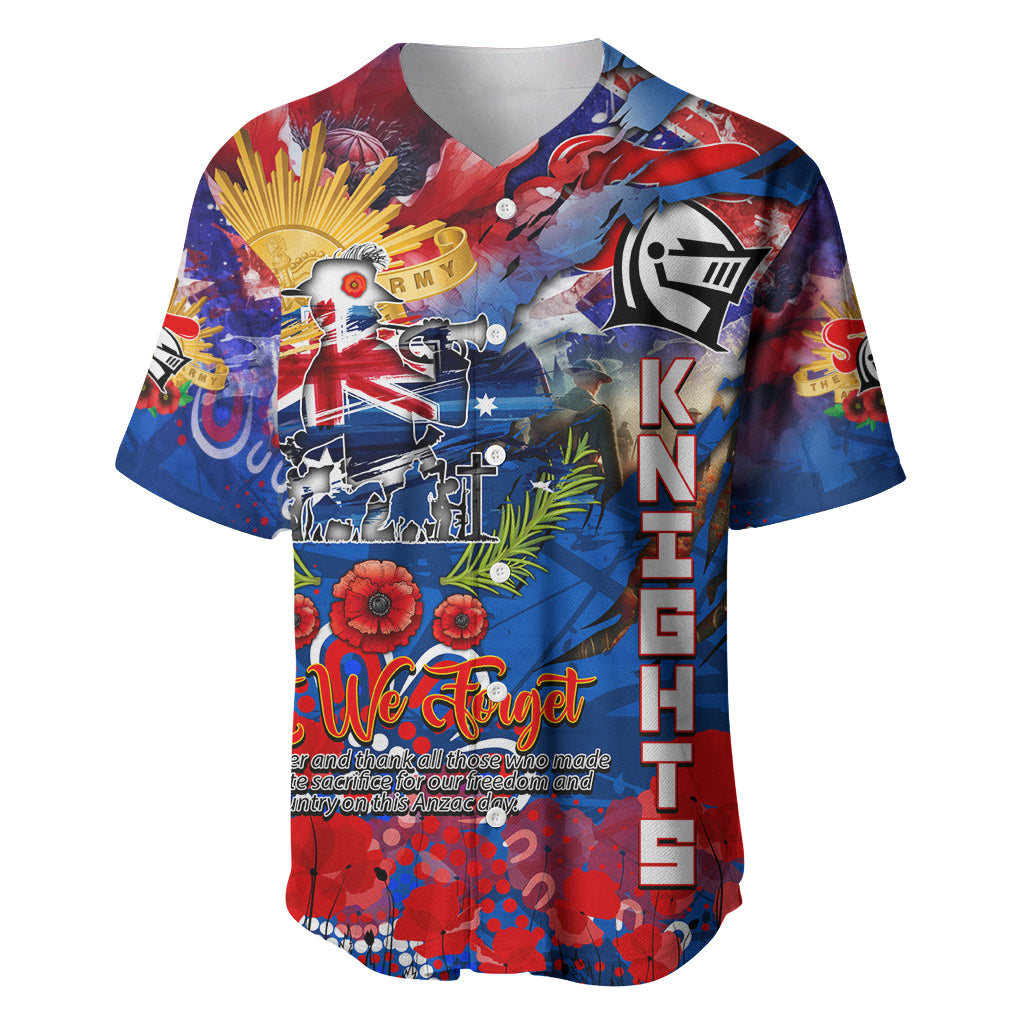 Personalised Australia Rugby Knights ANZAC Baseball Jersey Newcastle Scratch Style