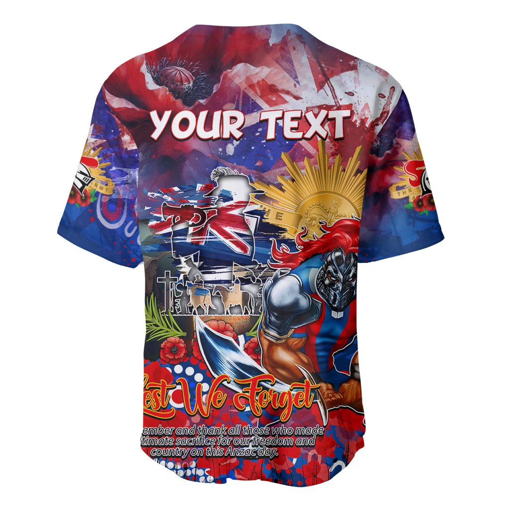 Personalised Australia Rugby Knights ANZAC Baseball Jersey Newcastle Scratch Style