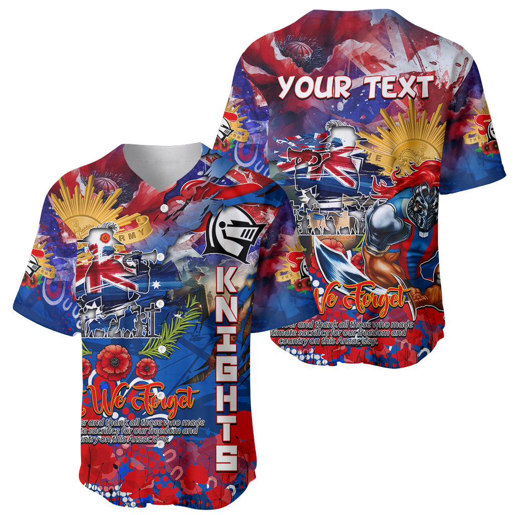 Personalised Australia Rugby Knights ANZAC Baseball Jersey Newcastle Scratch Style