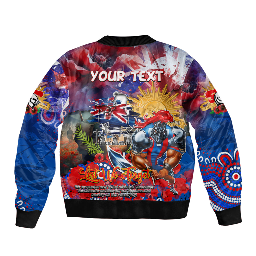 Personalised Australia Rugby Knights ANZAC Bomber Jacket Newcastle Scratch Style