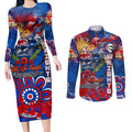 Personalised Australia Rugby Knights ANZAC Couples Matching Long Sleeve Bodycon Dress and Long Sleeve Button Shirt Newcastle Scratch Style